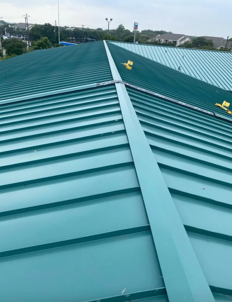Green commercial metal roof ridge and valley for Metal Roof Repair in Muleshoe